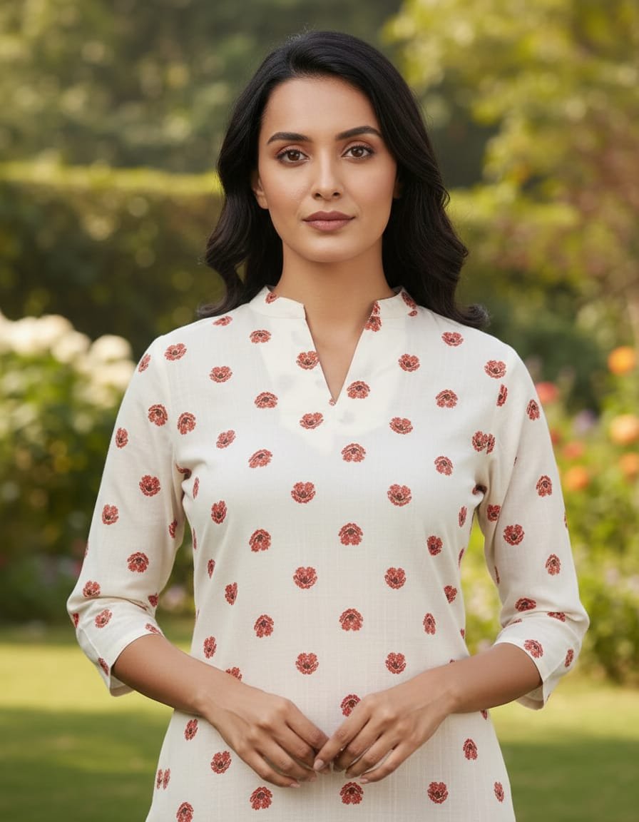 Pure cotton sanganeri buti print kurta-pant set - Image 2
