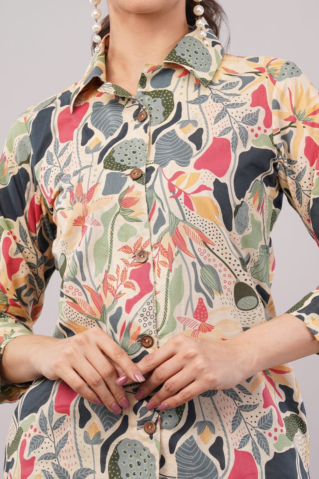 Pure Cotton jungle print co-ord set with bell bottom pants - Image 6