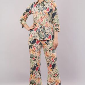 Pure Cotton jungle print co-ord set with bell bottom pants
