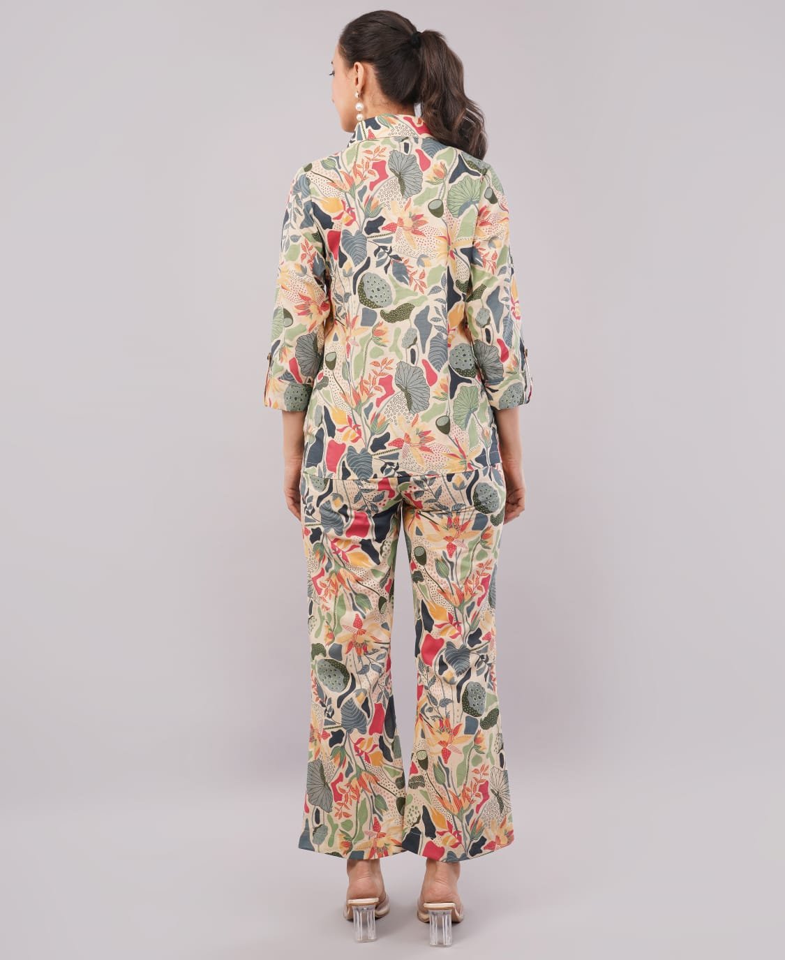 Pure Cotton jungle print co-ord set with bell bottom pants - Image 4