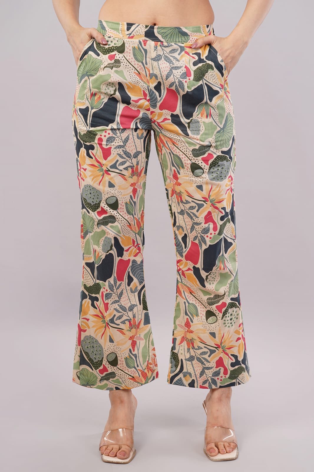 Pure Cotton jungle print co-ord set with bell bottom pants - Image 3
