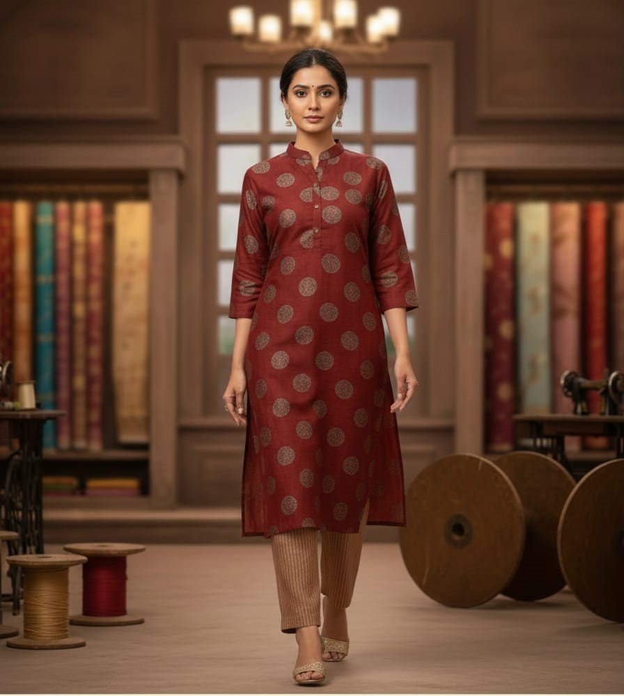 Pure cotton sanganeri block print kurta-pant set - Image 3