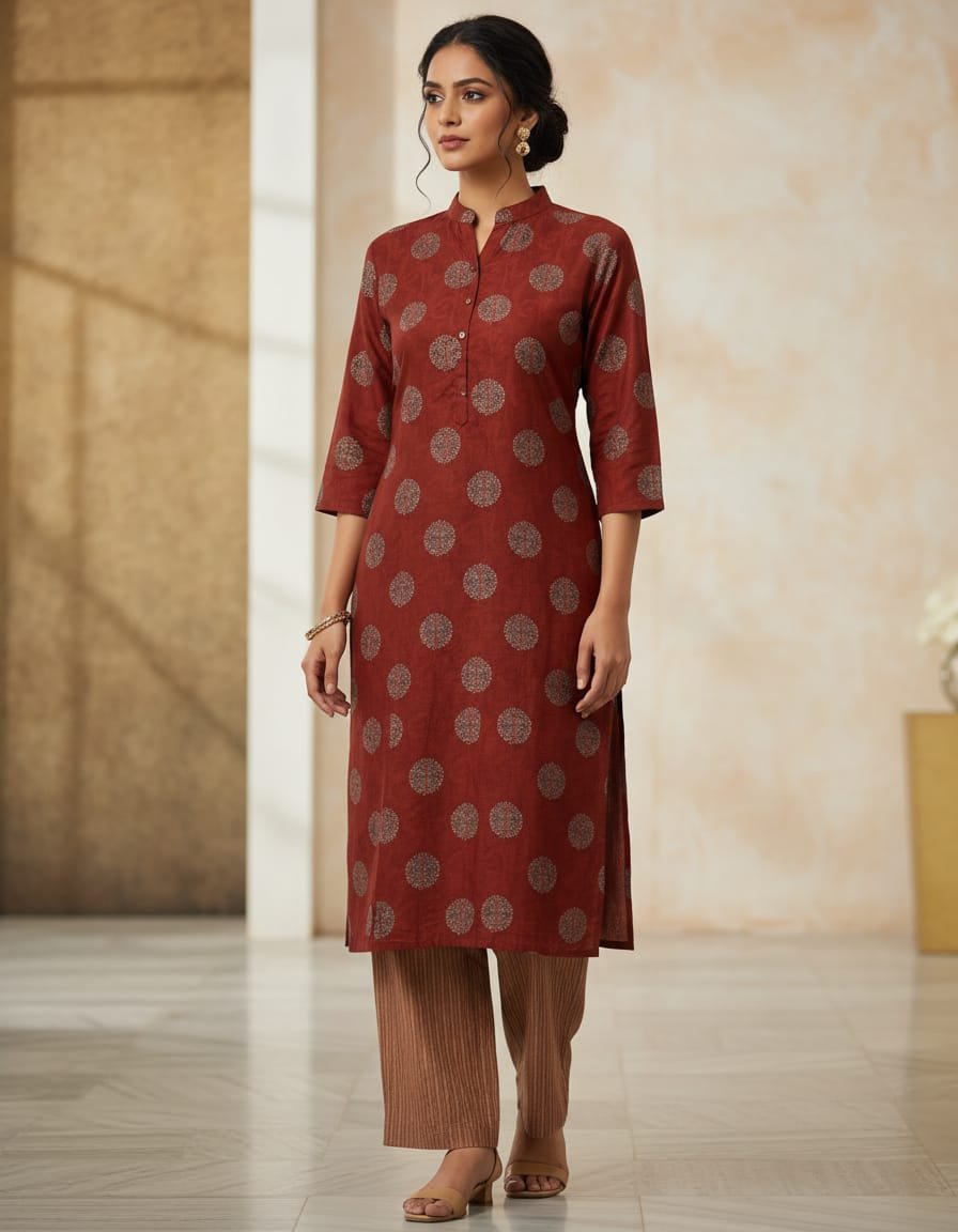 Pure cotton sanganeri block print kurta-pant set - Image 4