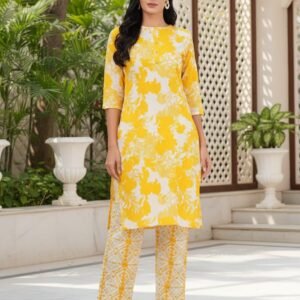 Pure cotton abstract print kurta-pant set