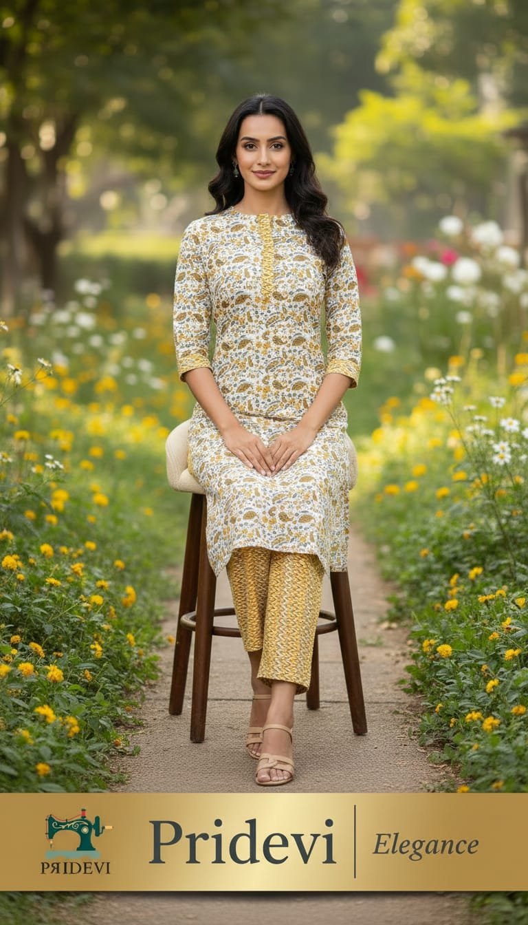 Pure cotton sanganeri paisley print kurta-pant set - Image 2