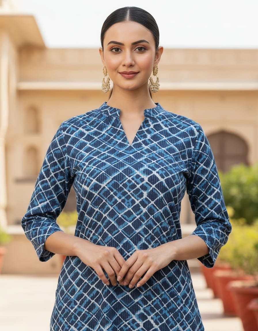 Pure cotton ikat print kurta-pant set
