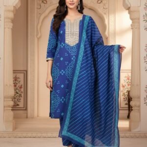 Bandhej zari work suit set