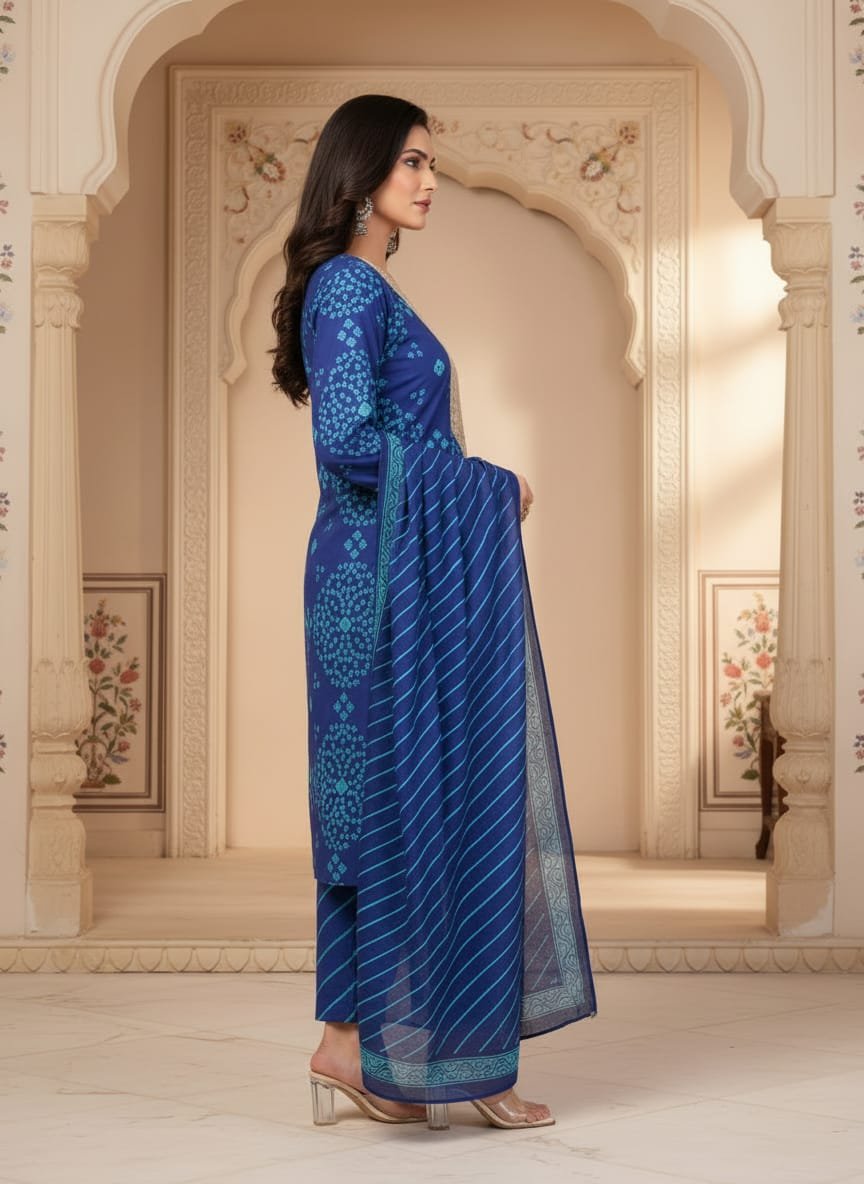 Bandhej zari work suit set - Image 4