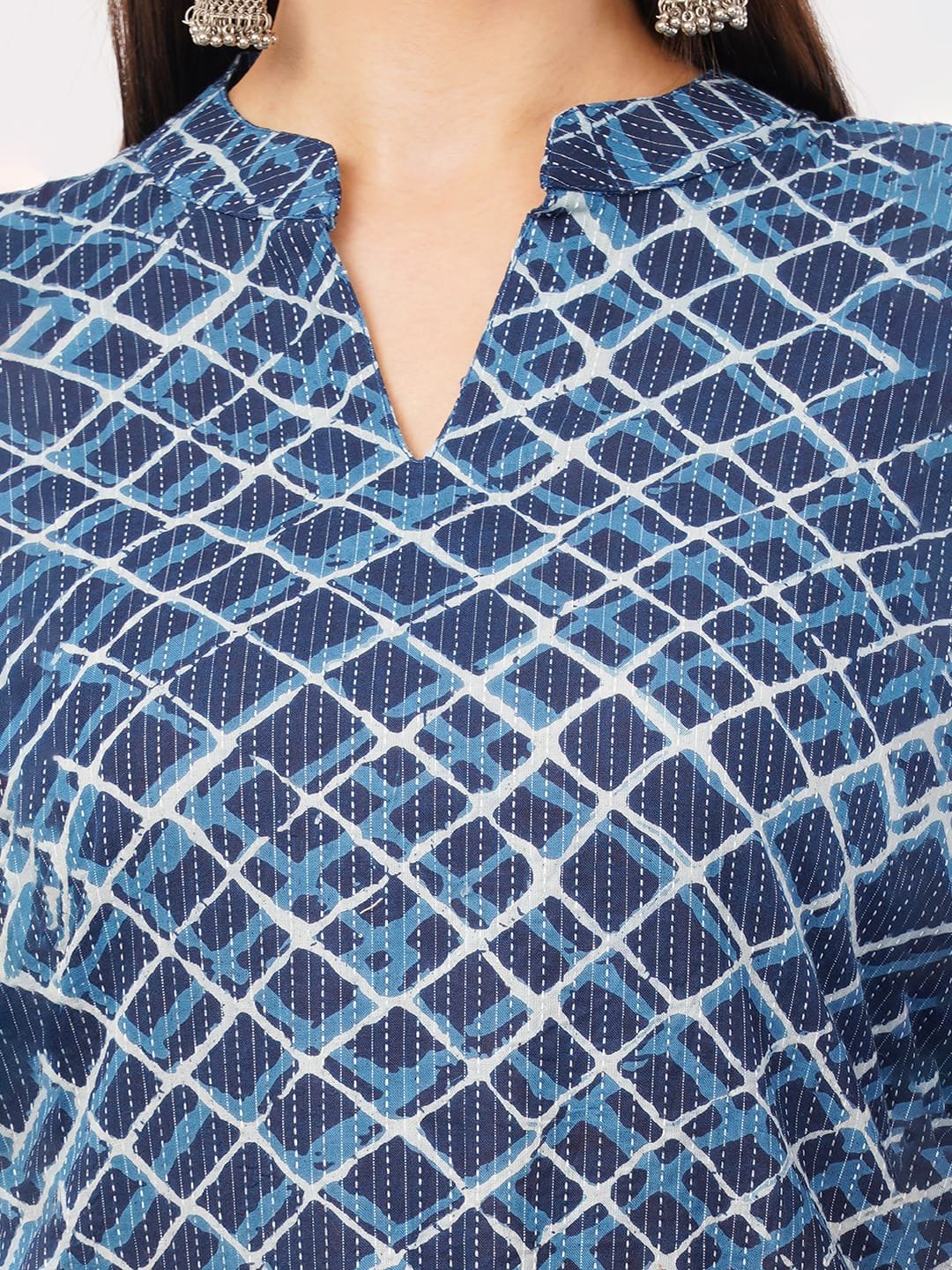 Pure cotton ikat print kurta-pant set - Image 5
