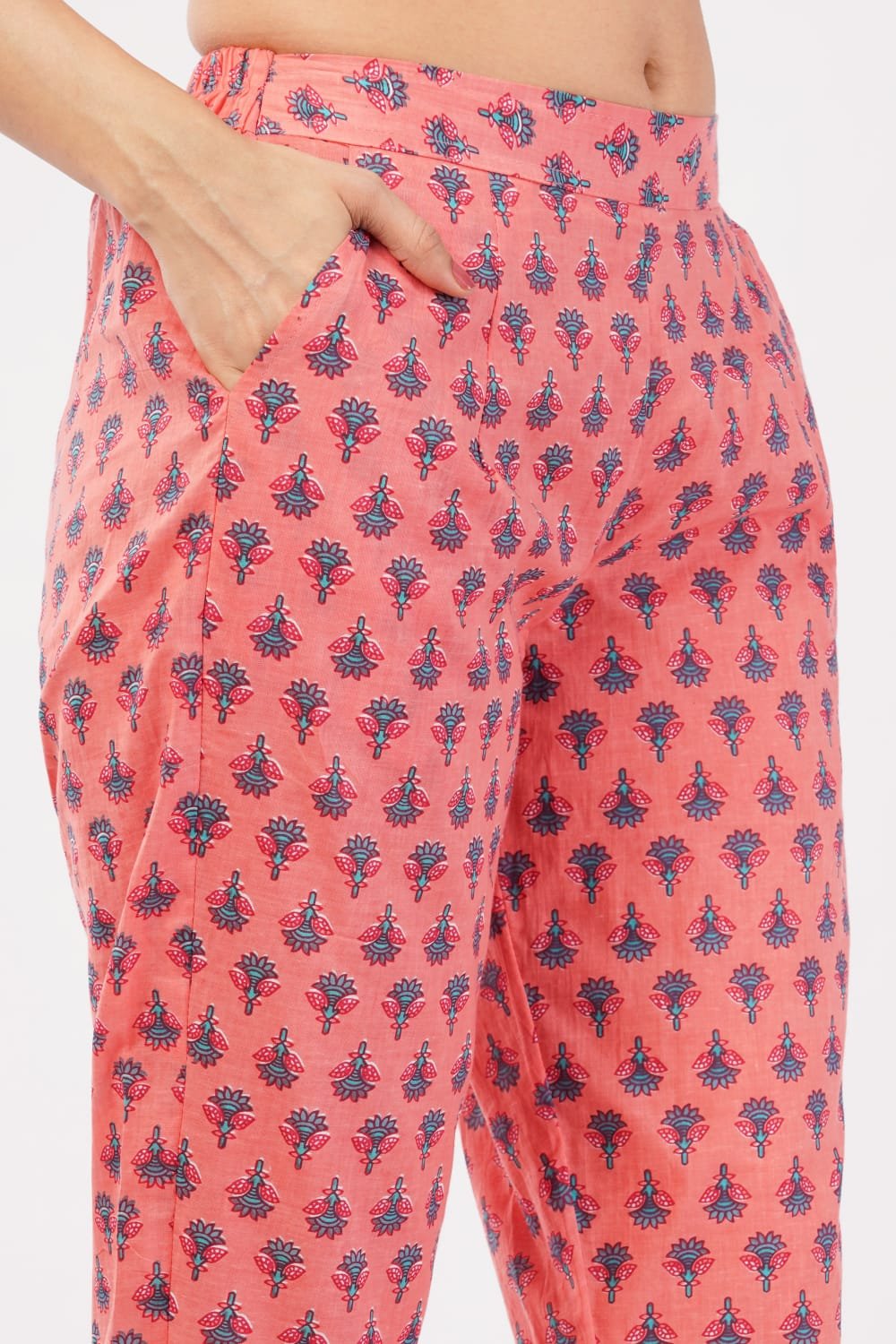 Floral pure cotton suit set with pom pom lace - Image 6