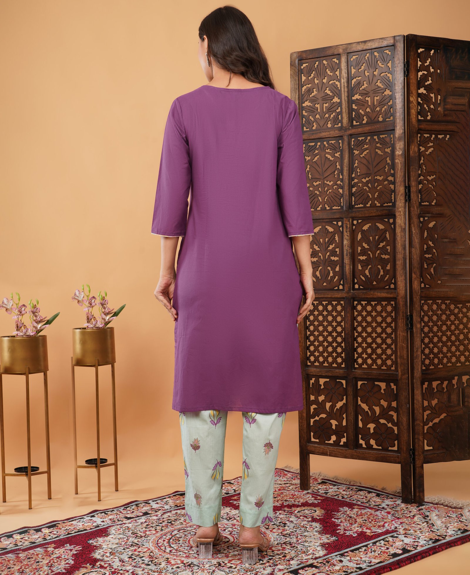 Pure Cotton 3 Piece Elegant Suit With Delicate Lace - Image 4