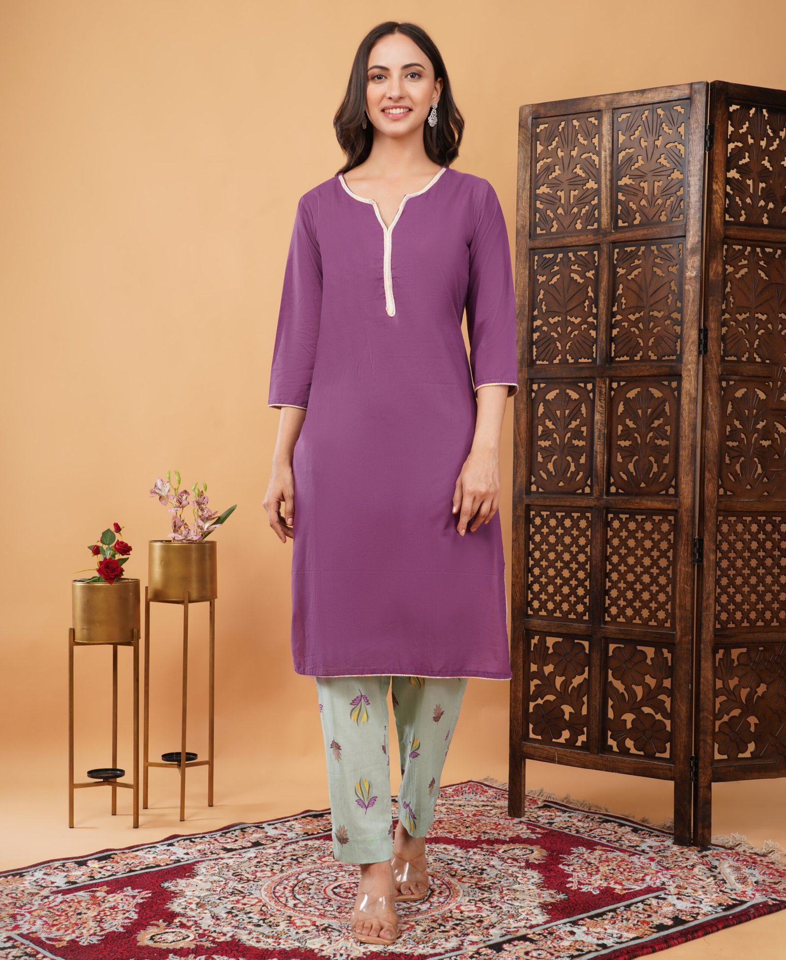 Pure Cotton 3 Piece Elegant Suit With Delicate Lace - Image 6
