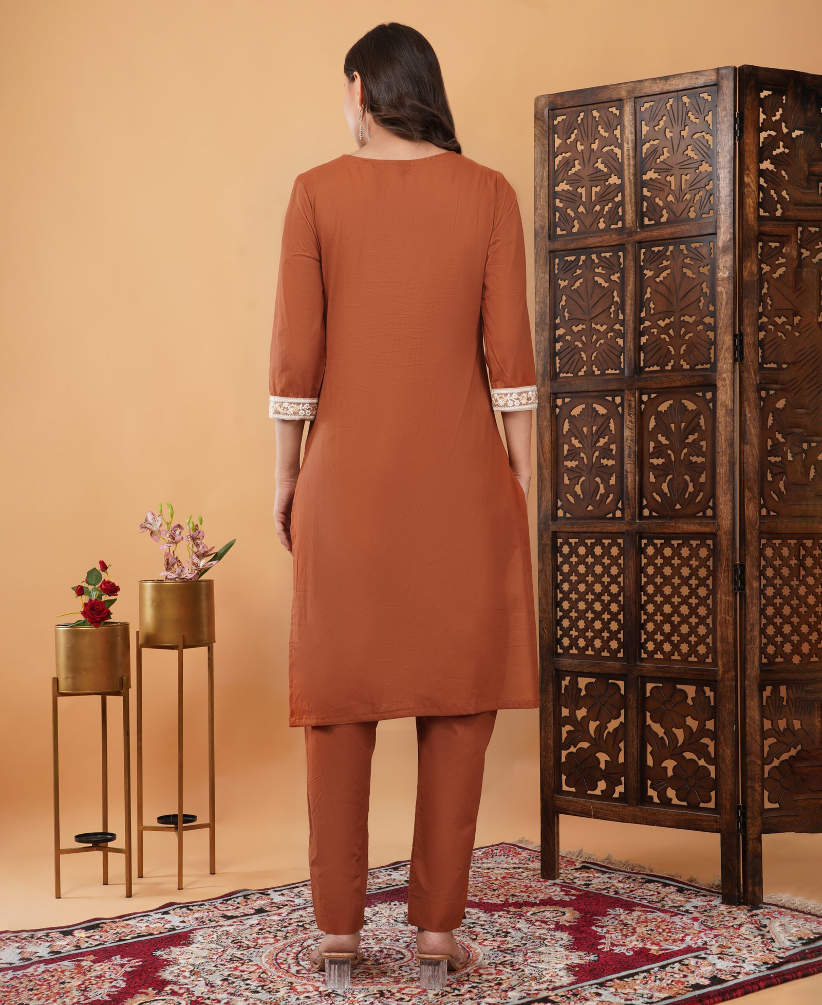 Pure Cotton 3 Piece Elegant Suit With Delicate Lace - Image 5