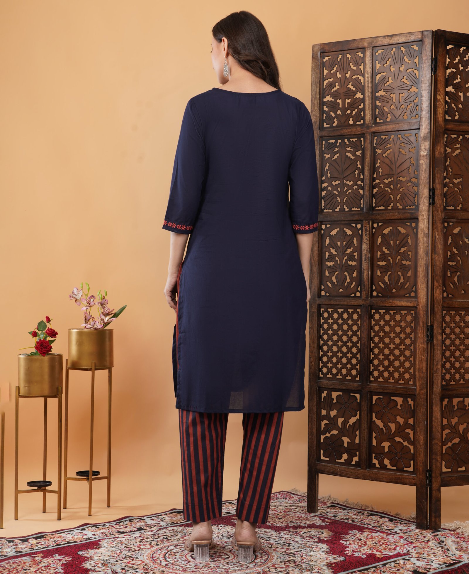 Pure Cotton Embroidery Kurta Pant Set - Image 3