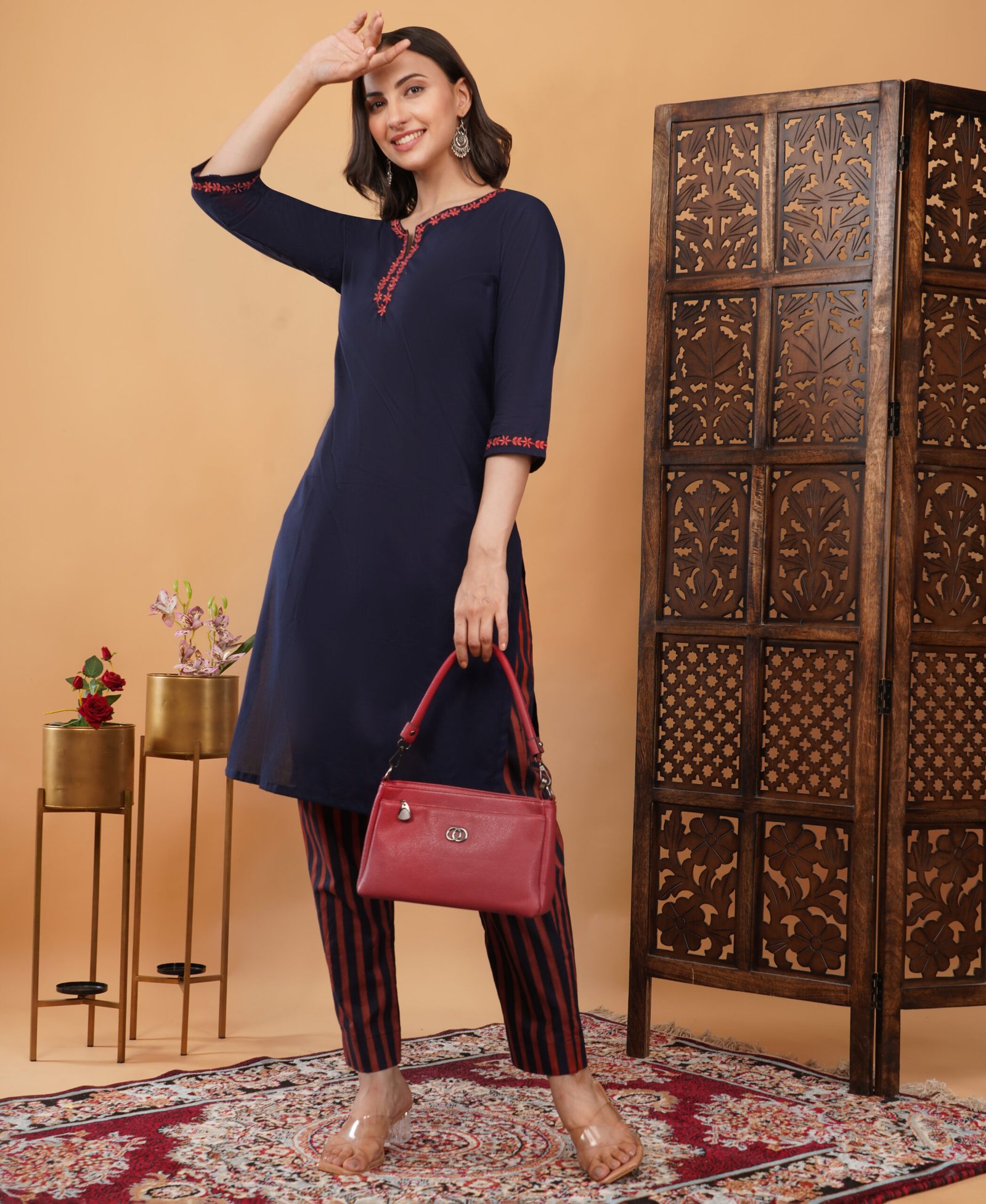Pure Cotton Embroidery Kurta Pant Set - Image 4